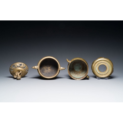 794 - Six various Chinese bronze censers, 19/20th C.L.: 24,5 cm - H.: 26,5 cm (the largest)L.:14,5 cm - H.... 