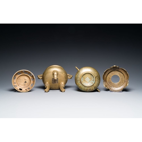 794 - Six various Chinese bronze censers, 19/20th C.L.: 24,5 cm - H.: 26,5 cm (the largest)L.:14,5 cm - H.... 