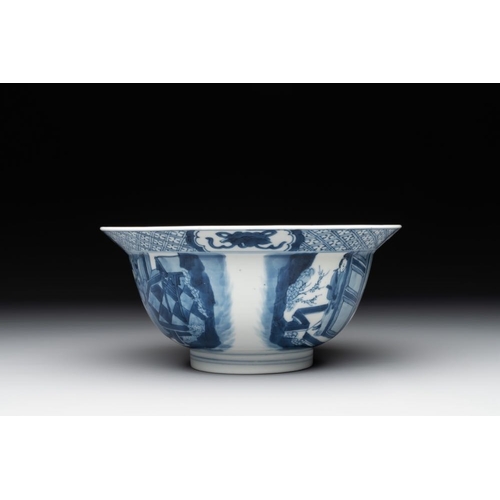 930 - A Chinese blue and white 'klapmuts' bowl with figural design, KangxiDia.: 21 cm - H.: 9,7 cm
... 