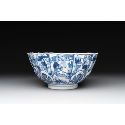 933 - A Chinese blue and white 'playing boys' bowl, Chenghua mark, KangxiDia.: 20,5 cm - H.: 10 cm... 