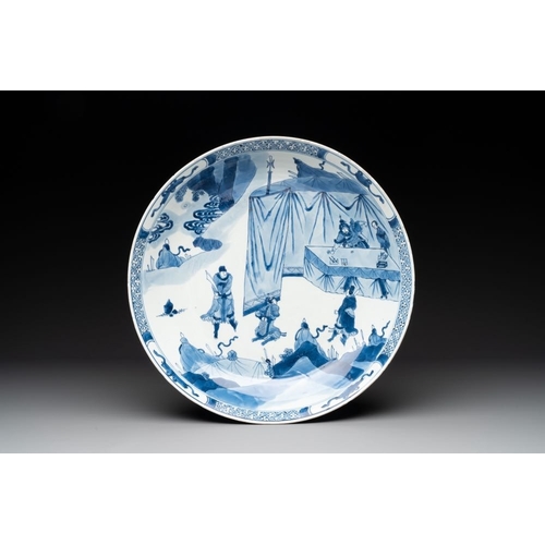 938 - A Chinese blue and white 'execution' dish, KangxiDia.: 37 cm

