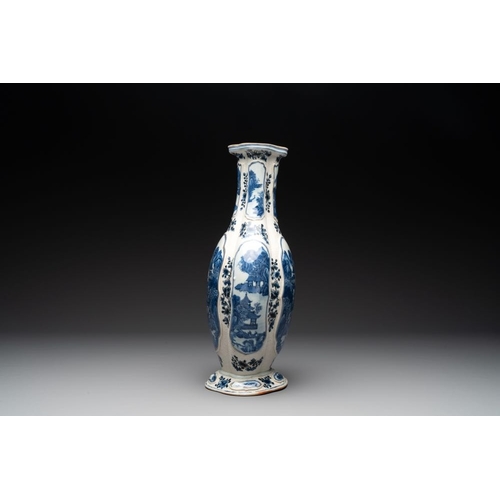 955 - A Chinese blue and white vase depicting the Pearl River and the Whampoa Pagoda, Qianlong mark and of... 