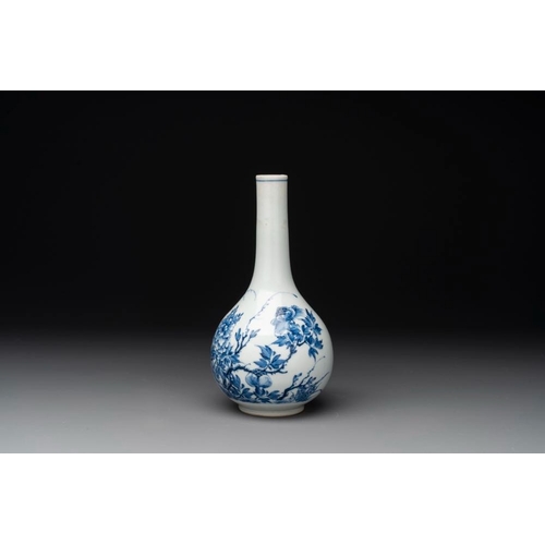 956 - A rare Chinese blue and white soft paste porcelain bottle vase, Chenghua mark, Yongzheng/QianlongH.:... 