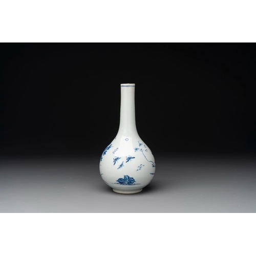 956 - A rare Chinese blue and white soft paste porcelain bottle vase, Chenghua mark, Yongzheng/QianlongH.:... 