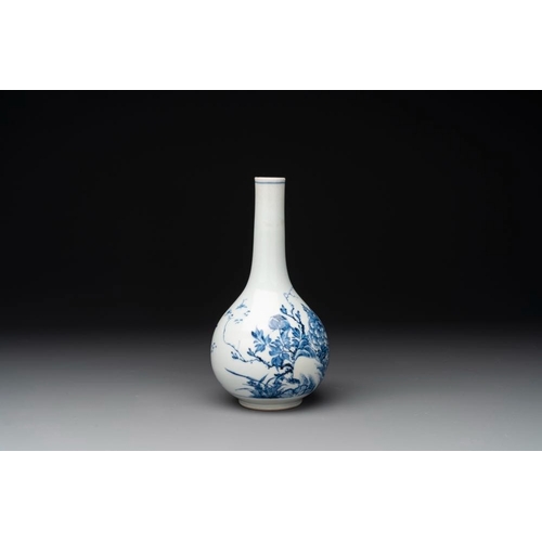 956 - A rare Chinese blue and white soft paste porcelain bottle vase, Chenghua mark, Yongzheng/QianlongH.:... 