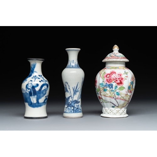 967 - A varied collection of 13 Chinese famille rose, blue and white wares, Transitional period/19th C.Dia... 