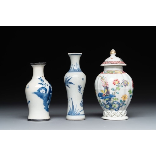 967 - A varied collection of 13 Chinese famille rose, blue and white wares, Transitional period/19th C.Dia... 