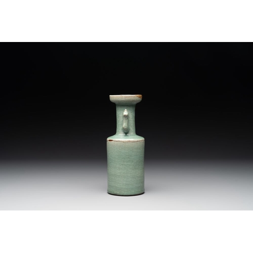 97 - A Chinese Longquan celadon 'kinuta' vase, Yuan/MingH.: 22 cm
Presented with a Japanese tomobako.... 