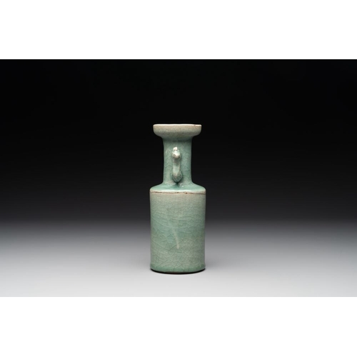 97 - A Chinese Longquan celadon 'kinuta' vase, Yuan/MingH.: 22 cm
Presented with a Japanese tomobako.... 