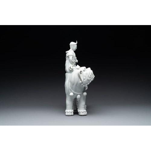 983 - Two Chinese white-glazed Bodhisattva, a sancai-glazed duck and a turquoise-glazed lion, 20th C.H.: 3... 