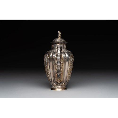 825 - A Chinese parcel-gilt silver wine ewer for the Peranakan or Straits market,  Xuan Huang Hao 炫煌號 and ... 