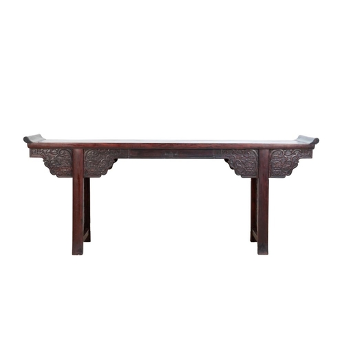 857 - A Chinese hardwood recessed-leg altar table, 'qiaotouan', 19/20th C.Dim.: 225 x 53 x 109,5 cm... 