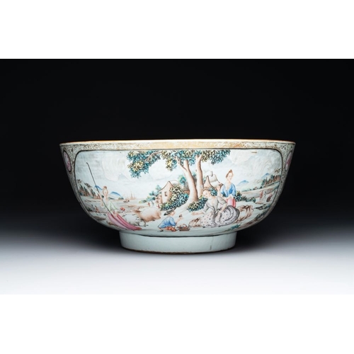 871 - A large Chinese famille rose export porcelain 'European subject' bowl, QianlongDia.: 40 cm - H.: 17,... 