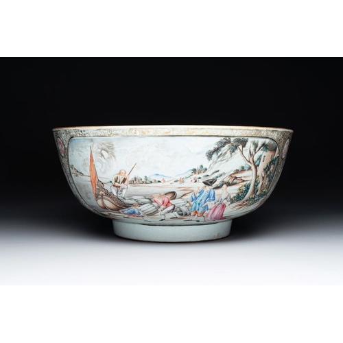 871 - A large Chinese famille rose export porcelain 'European subject' bowl, QianlongDia.: 40 cm - H.: 17,... 