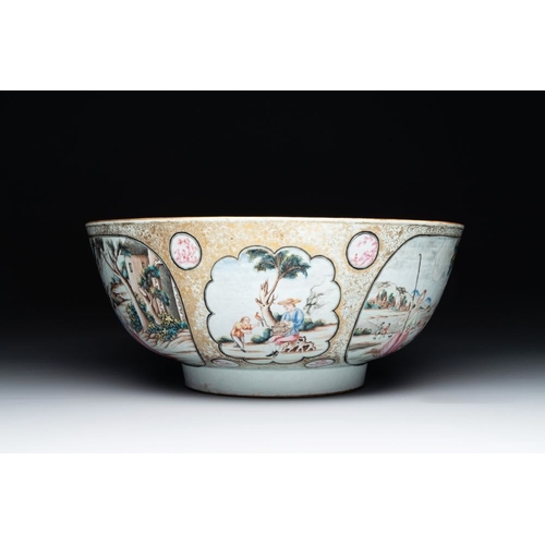 871 - A large Chinese famille rose export porcelain 'European subject' bowl, QianlongDia.: 40 cm - H.: 17,... 