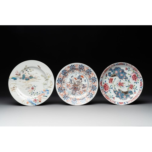 881 - A collection of 17 Chinese blue and white, famille rose and Imari-style wares, Kangxi/QianlongDia.: ... 