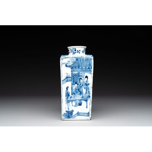 895 - A Chinese blue and white square bottle with figural design, KangxiH.: 26,5 cm
... 