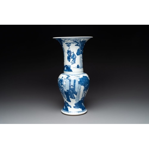 900 - A Chinese blue and white 'yenyen' vase with narrative design, KangxiH.: 44,7 cm