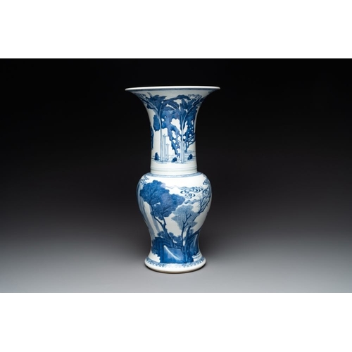 900 - A Chinese blue and white 'yenyen' vase with narrative design, KangxiH.: 44,7 cm