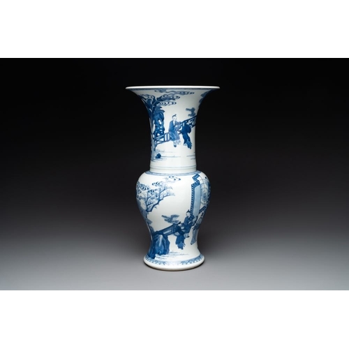 900 - A Chinese blue and white 'yenyen' vase with narrative design, KangxiH.: 44,7 cm