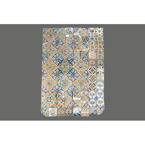 1075 - 88 polychrome Dutch Delft tiles with floral and ornamental design, 17th C.Dim.: ca. 13,5 x 13,5 cm... 