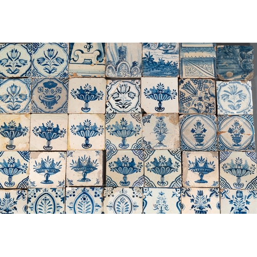 1078 - 109 blue and white Dutch Delft tiles, 17/18th C.Dim.: ca. 13 x 13 cm