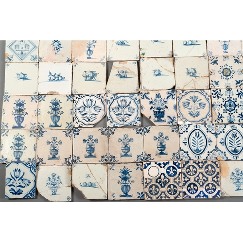 1078 - 109 blue and white Dutch Delft tiles, 17/18th C.Dim.: ca. 13 x 13 cm