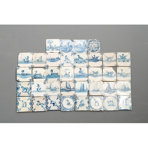 1079 - 112 manganese, polychrome, blue and white Dutch Delft tiles, 17/18th C.Dim.: ca. 12,8 x 12,8 x 1 cm... 