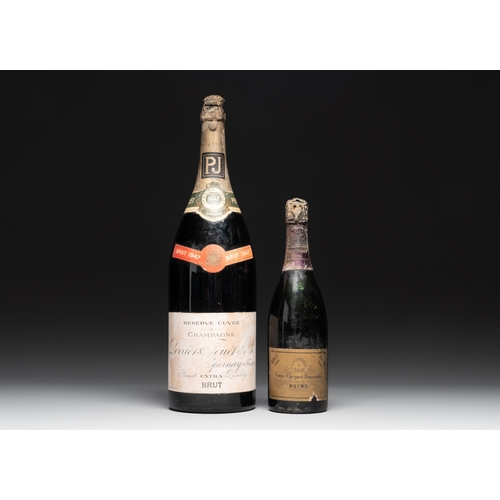 1080 - A jeroboam of Perrier-JouÃ«t champagne from 1947 and a bottle of Veuve Clicquot champagne from 1904H... 