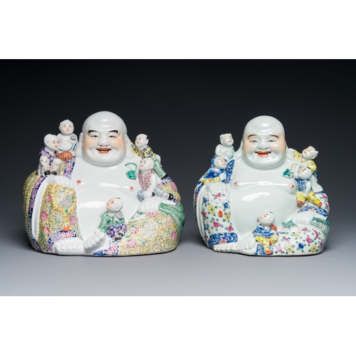 26 - Two Chinese famille rose Milefo Buddhas, Zhu Mao Ji Zao and Zhu Yitai mark, RepublicH.: 26 cm (the t... 