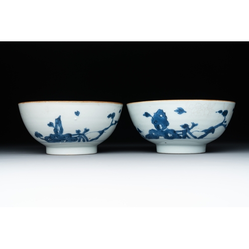 262 - Six Chinese blue and white shipwreck bowls and three covered boxes from the Hatcher and Nanking carg... 