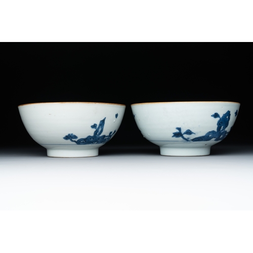 262 - Six Chinese blue and white shipwreck bowls and three covered boxes from the Hatcher and Nanking carg... 