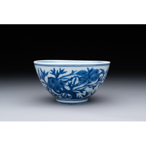 290 - A Chinese blue and white 'Three Friends of Winter' bowl, Jiajing mark, KangxiDia.: 11,5 cm - H.: 6 c... 