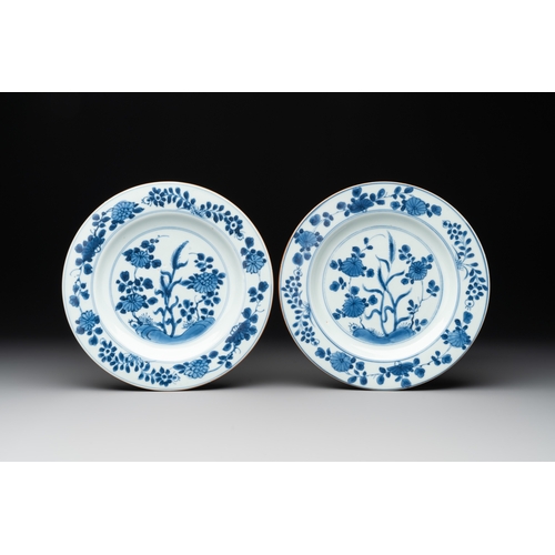 335 - A pair of Chinese blue and white 'floral' plates with Johanneum Marks, ex-collection of August the S... 