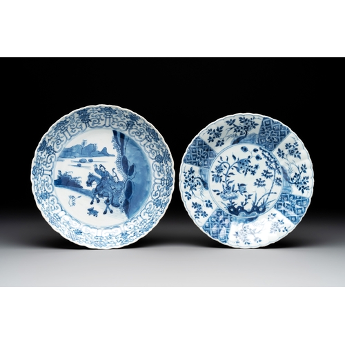 338 - Seven Chinese famille verte, iron-red, blue and white plates, KangxiDia.: 25 cm (the largest) Dia.: ... 