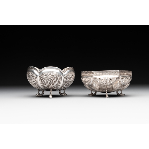 463 - Eight silverwares, primarily South- and Southeast Asia, 19/20th C.Dim.: 24,5 x 47,5 cm (the serving ... 