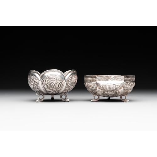 463 - Eight silverwares, primarily South- and Southeast Asia, 19/20th C.Dim.: 24,5 x 47,5 cm (the serving ... 