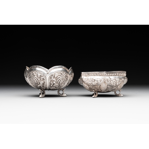 463 - Eight silverwares, primarily South- and Southeast Asia, 19/20th C.Dim.: 24,5 x 47,5 cm (the serving ... 