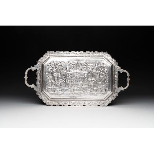 463 - Eight silverwares, primarily South- and Southeast Asia, 19/20th C.Dim.: 24,5 x 47,5 cm (the serving ... 