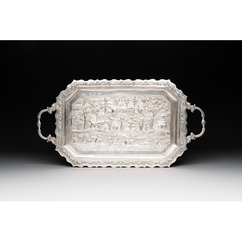 463 - Eight silverwares, primarily South- and Southeast Asia, 19/20th C.Dim.: 24,5 x 47,5 cm (the serving ... 