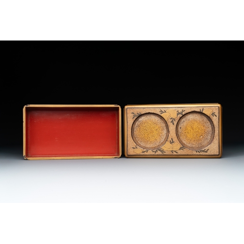 475 - A Japanese lacquerware picnic set with two sake bottles, Meiji, 19th C.Dim.: 32,5 x 19 x 36 cm (the ... 