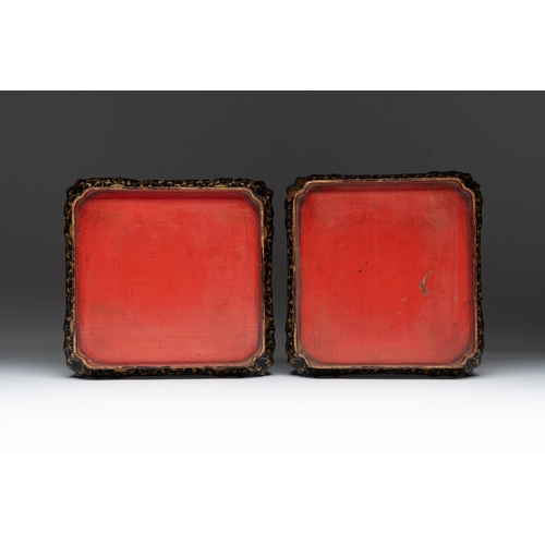 477 - Four Japanese lacquerware tray stands, Meiji, 19th C.Dim.: 21 x 20 x 12 cm (the largest) Dim.: 18 x ... 