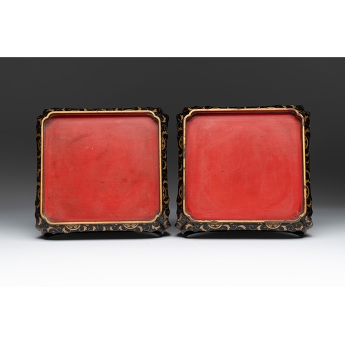 477 - Four Japanese lacquerware tray stands, Meiji, 19th C.Dim.: 21 x 20 x 12 cm (the largest) Dim.: 18 x ... 