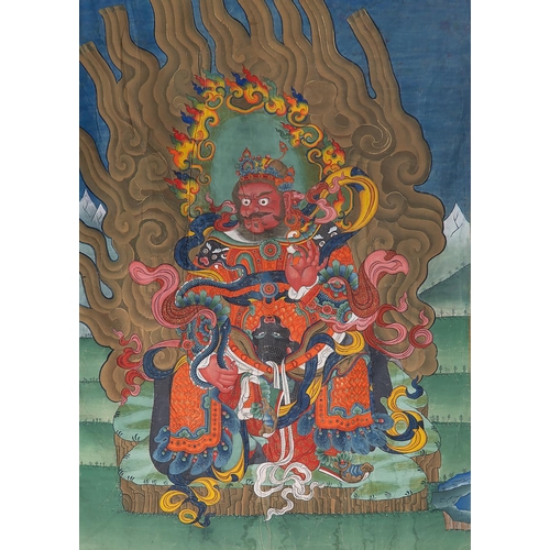 490 - A series of four very large Sino-Tibetan thangkas of the Four Heavenly Kings, 19th C.Dim.: 146 x 95,... 