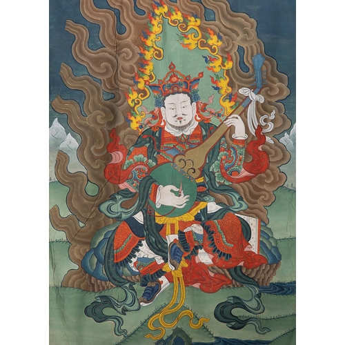 490 - A series of four very large Sino-Tibetan thangkas of the Four Heavenly Kings, 19th C.Dim.: 146 x 95,... 