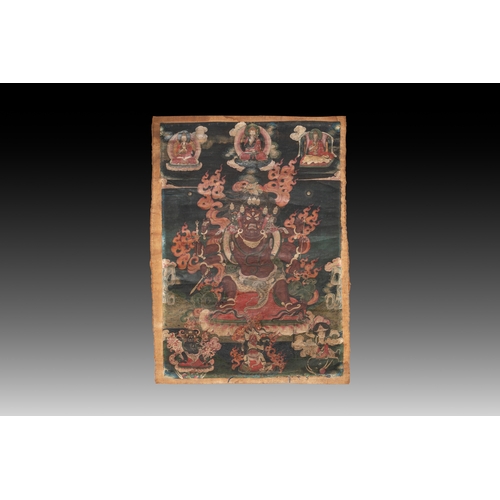 492 - A fine Sino-Tibetan 'Mahakala' thangka, 19th C.Dim.: 47,5 x 34,2 cm