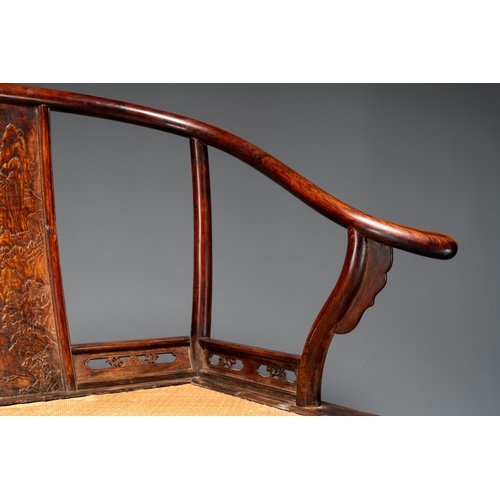 550 - A rare and exceptional Chinese huanghuali sedan chair, Jianyu, signed Zhang Dai, 17th C.Dim.: 77,5 x... 