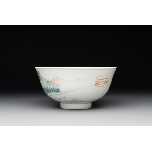 565 - A fine Chinese qianjiang cai 'mountainous river landscape' bowl, signed Cheng Men, Guangxu mark, dat... 