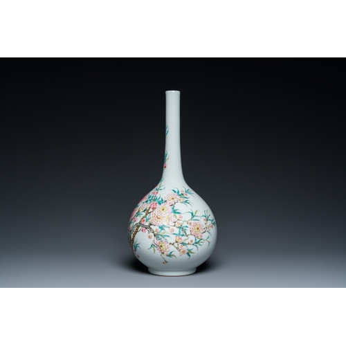 60 - A Chinese famille rose bottle vase with floral design, Yongzheng mark, RepublicH.: 42 cm... 