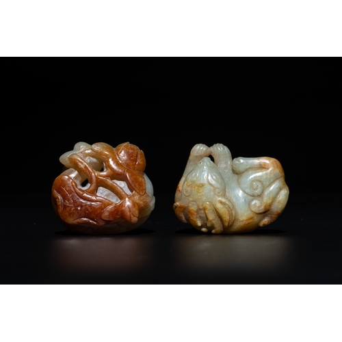 722 - Four Chinese jade carvings of animals, 19th C.L.: 12,5 cm (the largest carving) L.: 4,3 cm (the smal... 